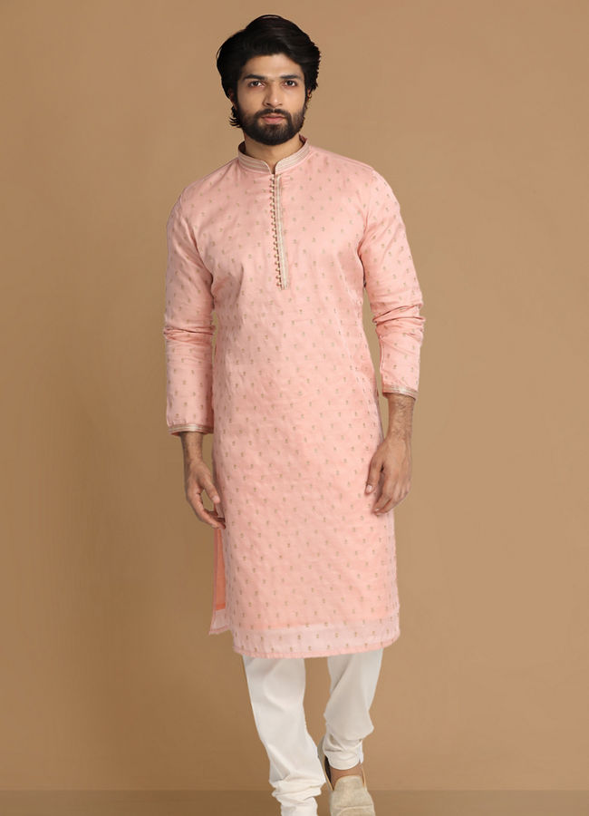 Light Pink Kurta Pajama With Minimalist Motifs image number 1